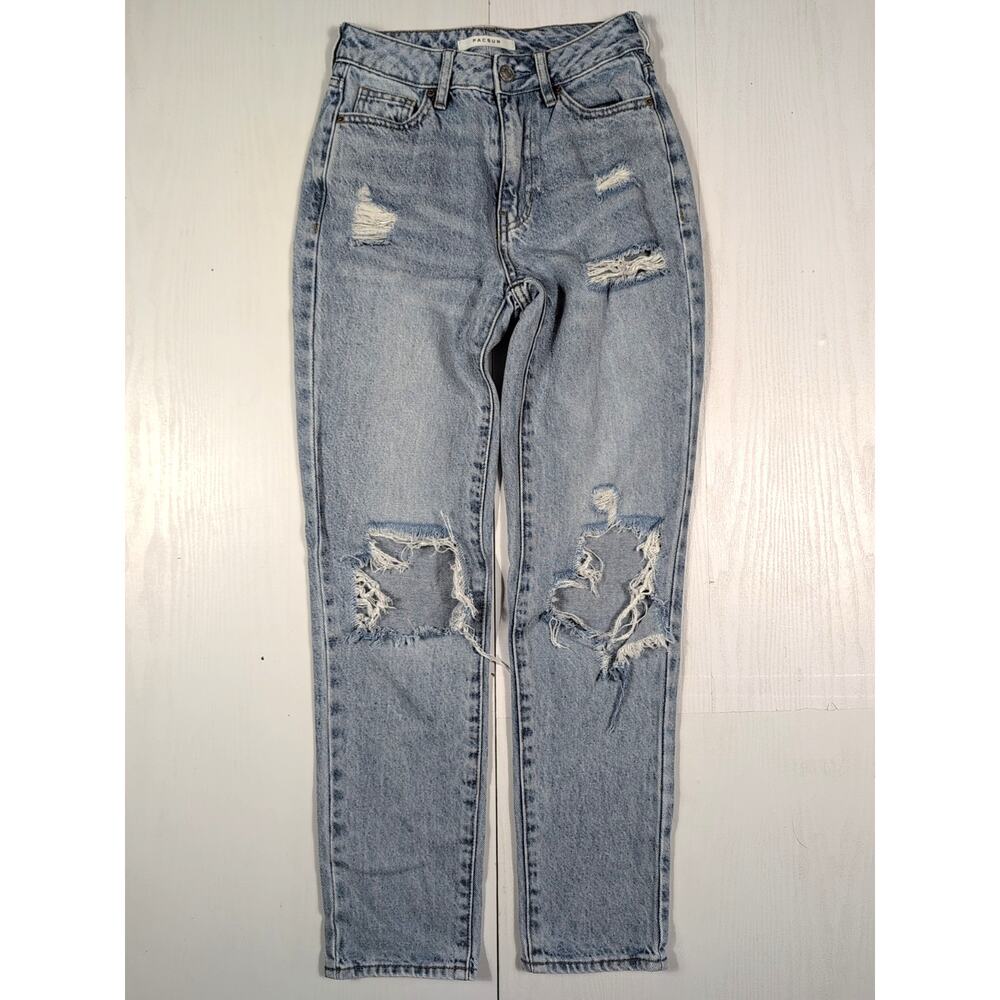 Pacsun Light Wash Mom Jeans Women's 22 Distressed Straight Leg Baggy Fit Y2K